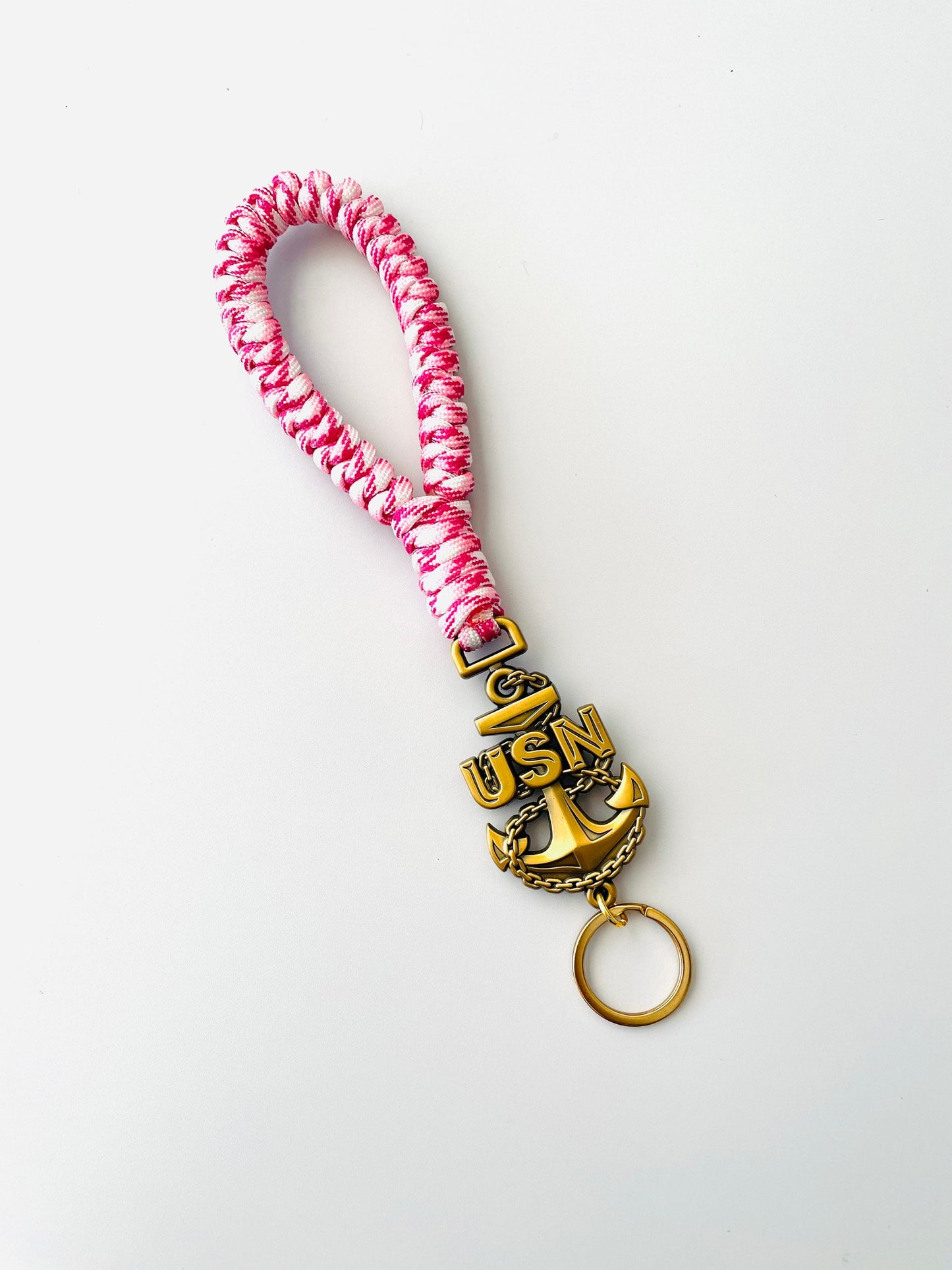 USN E7/E8/E9 Breast Cancer Awareness Paracord Keyfob