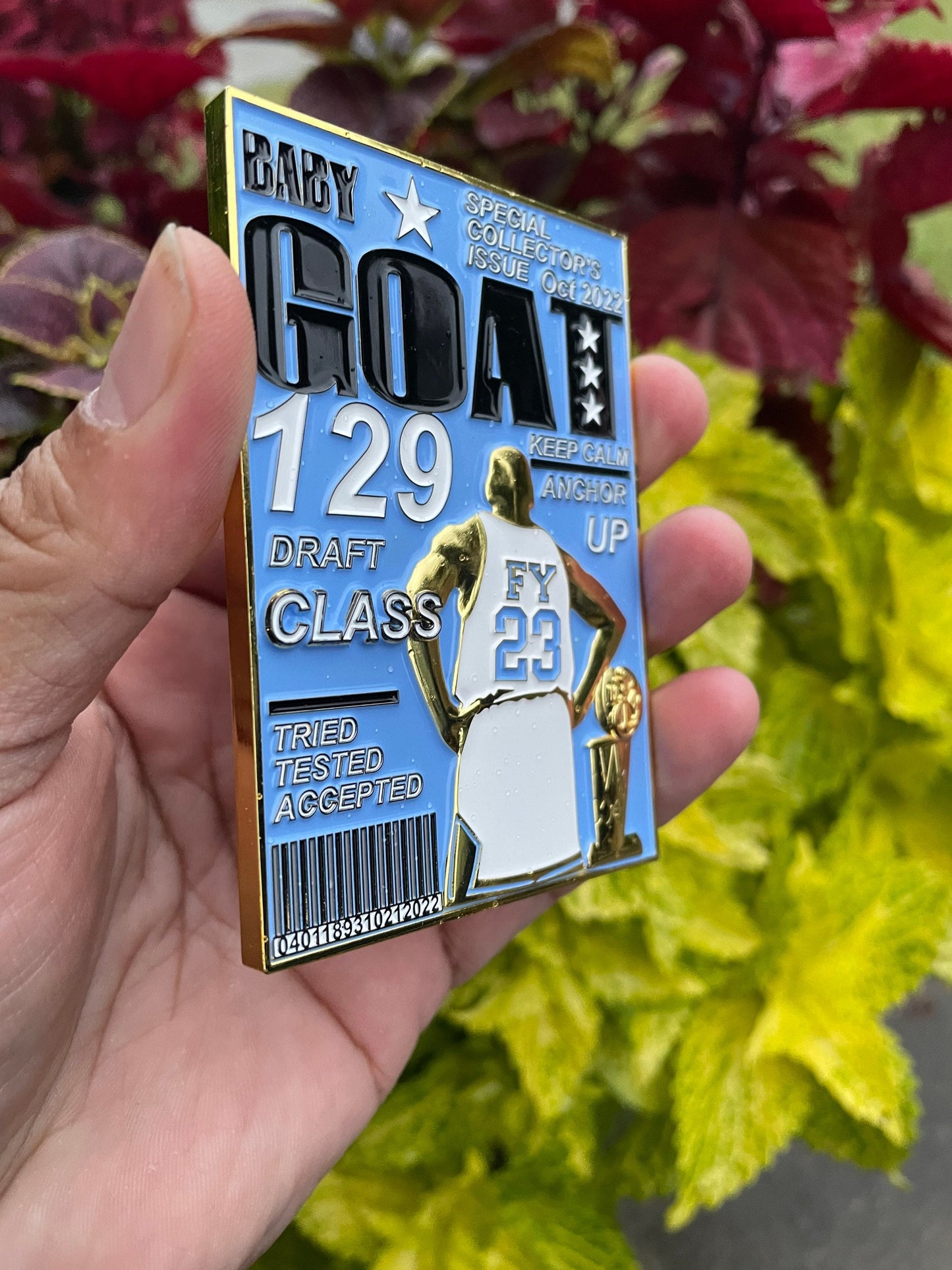 USN Class 129 FY 23 Season Baby GOAT Challenge Tar Heel White and Carolina Blue Jersey Version