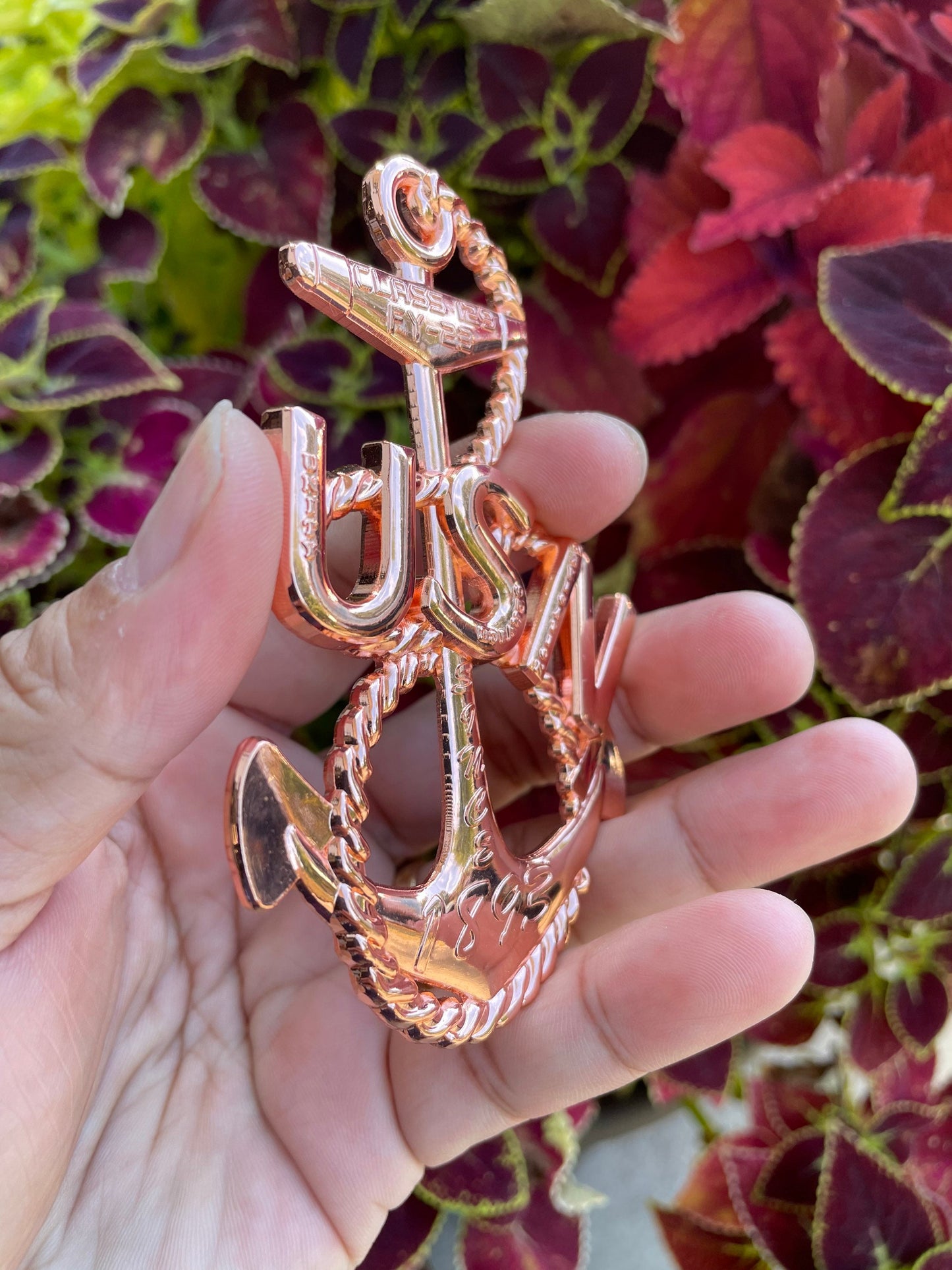 USN Class 129 FY 23 Rose Gold Heritage Anchor Coin.