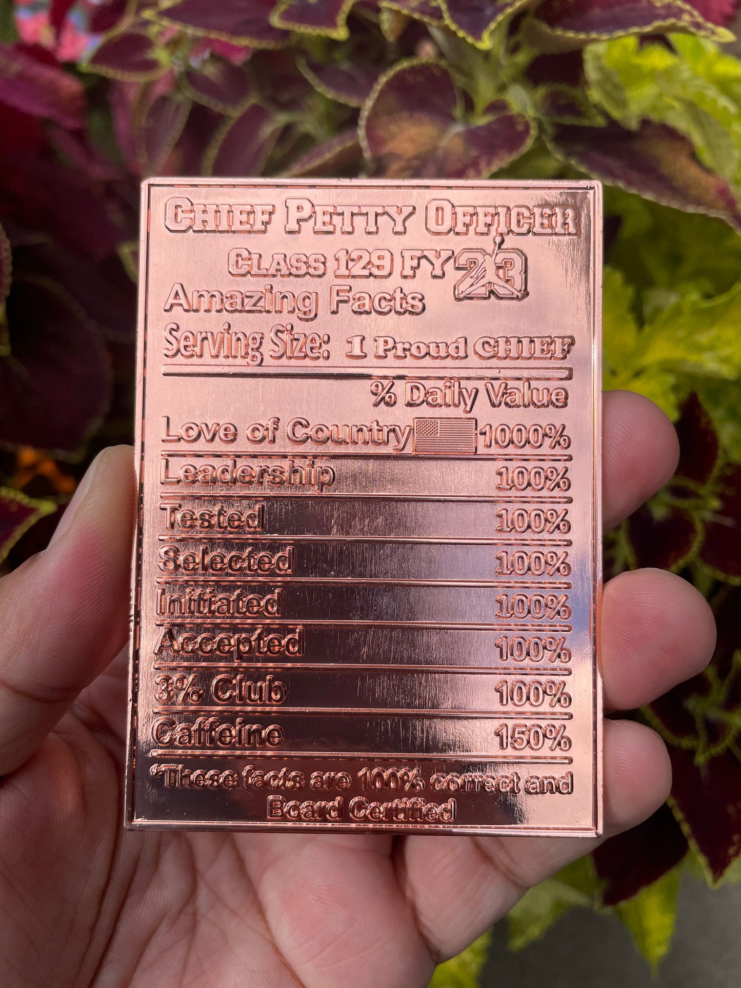 USN Class 129 FY 23 Baby GOAT Challenge Coin All Rose Gold Version