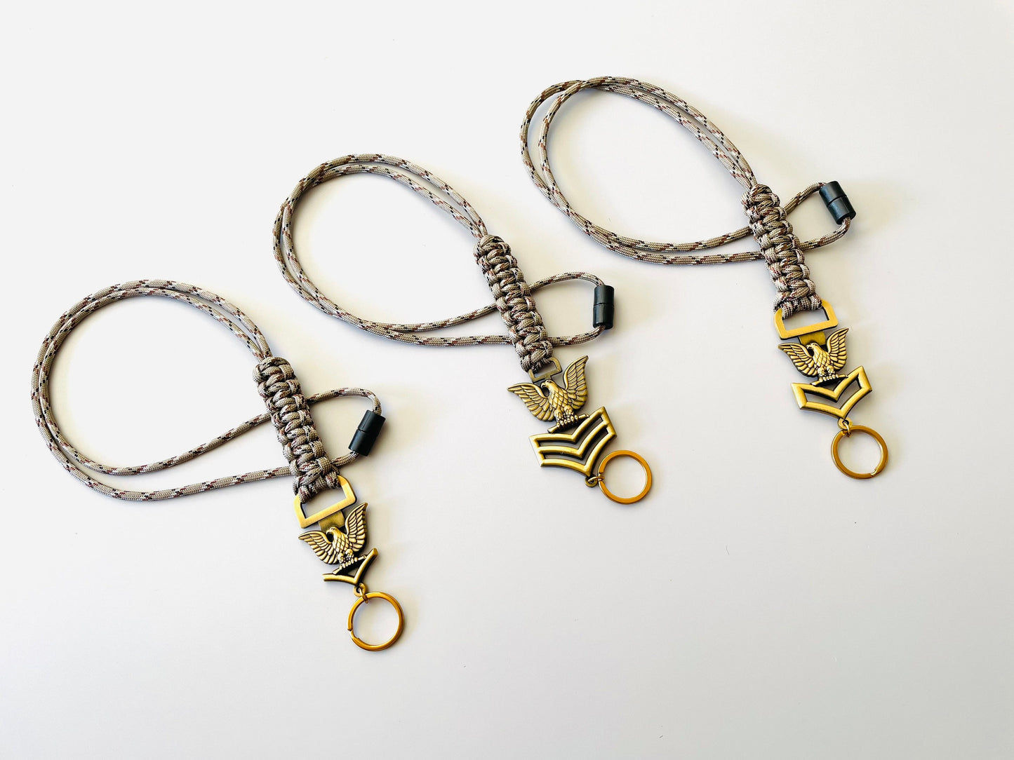 USN E4/E5/E6 Antique Gold Crow with Desert Camo Paracord Neck Lanyard