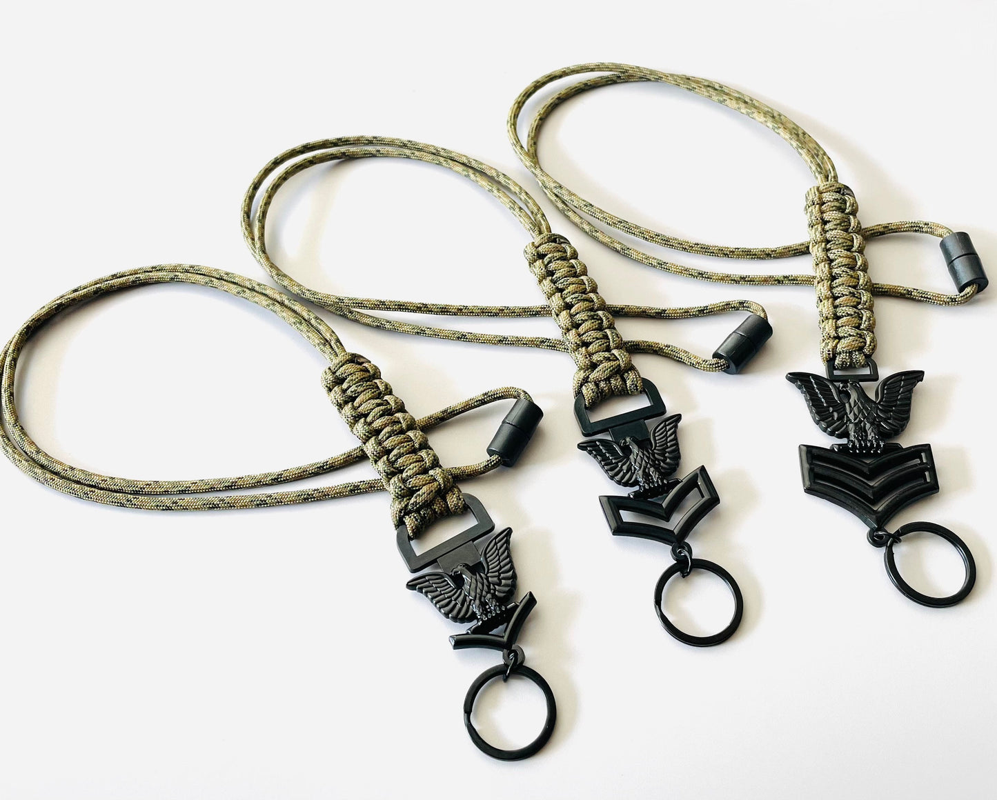 USN E4/E5/E6 Black Crow with Digital Multi Camo Paracord Neck Lanyard.