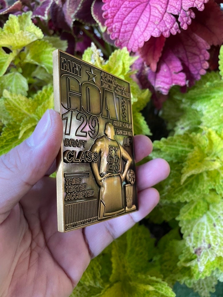 USN Class 129 FY 23 Baby GOAT Challenge Coin Antique Gold Version