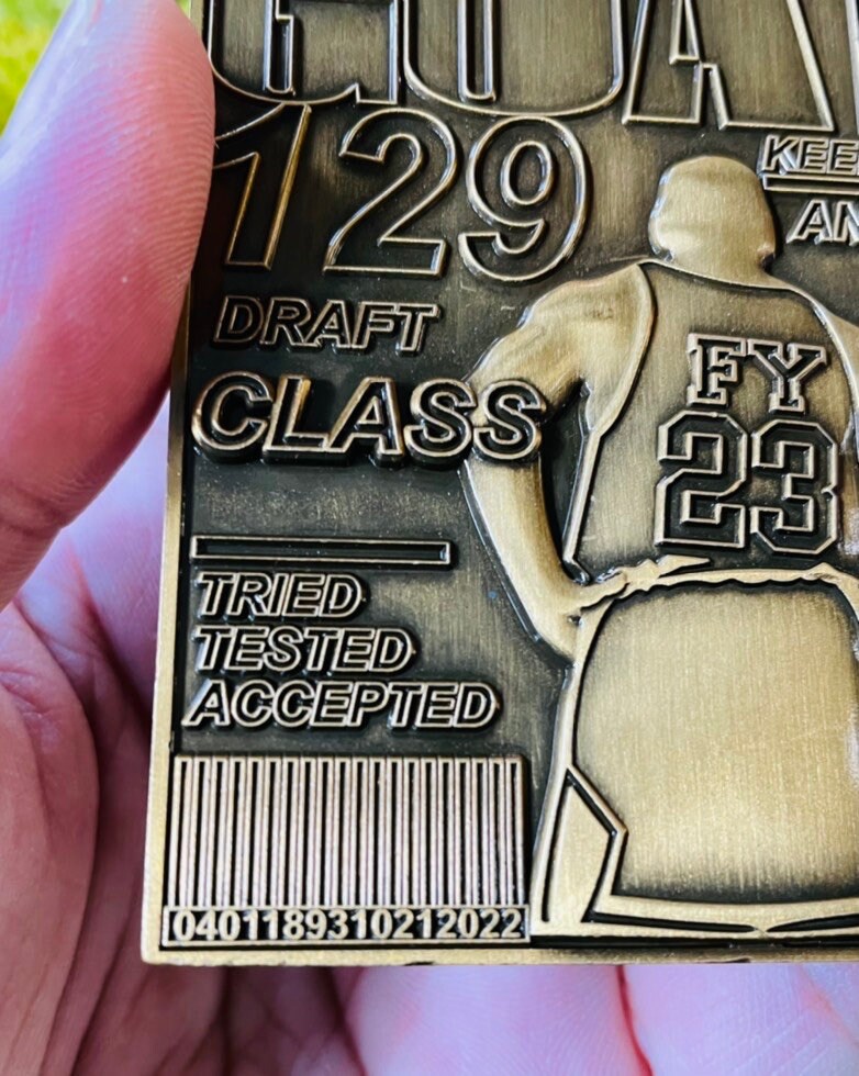 USN Class 129 FY 23 Baby GOAT Challenge Coin Antique Gold Version
