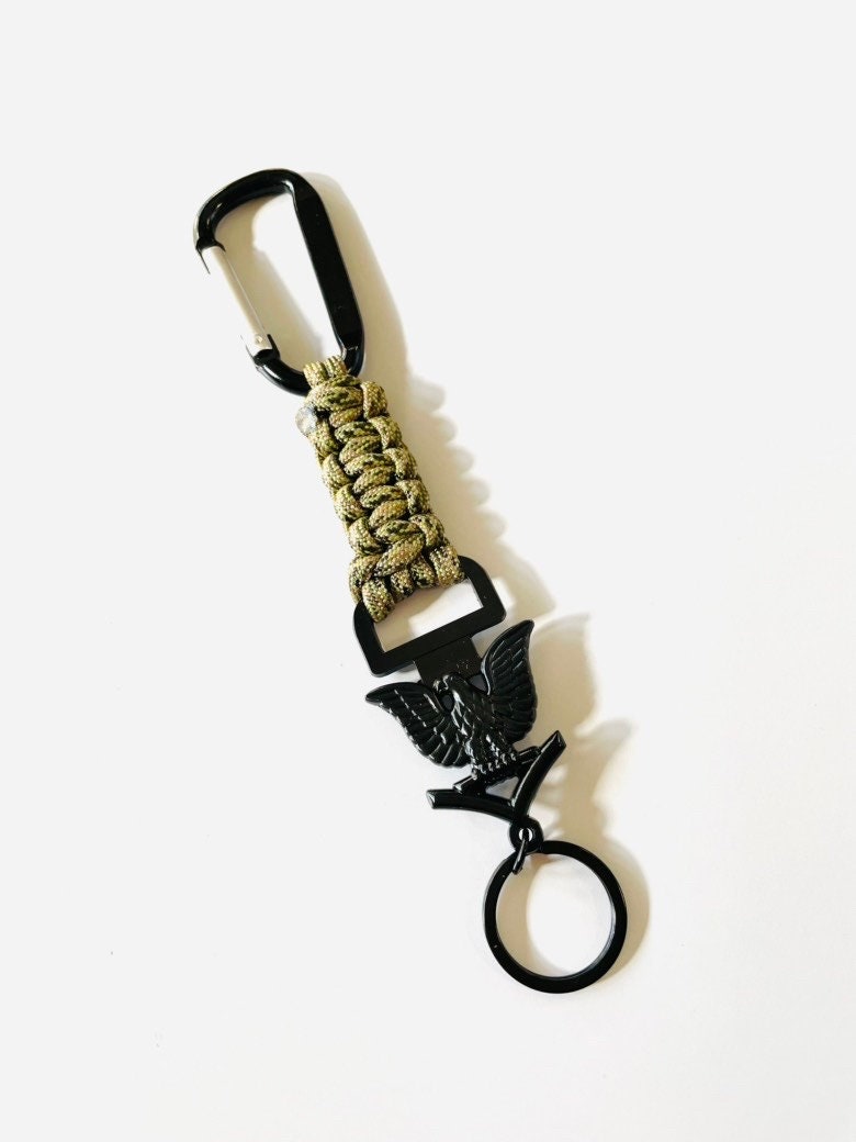 USN E4/E5/E6 Black Crow with Digital Multi Camo Paracord Keychain
