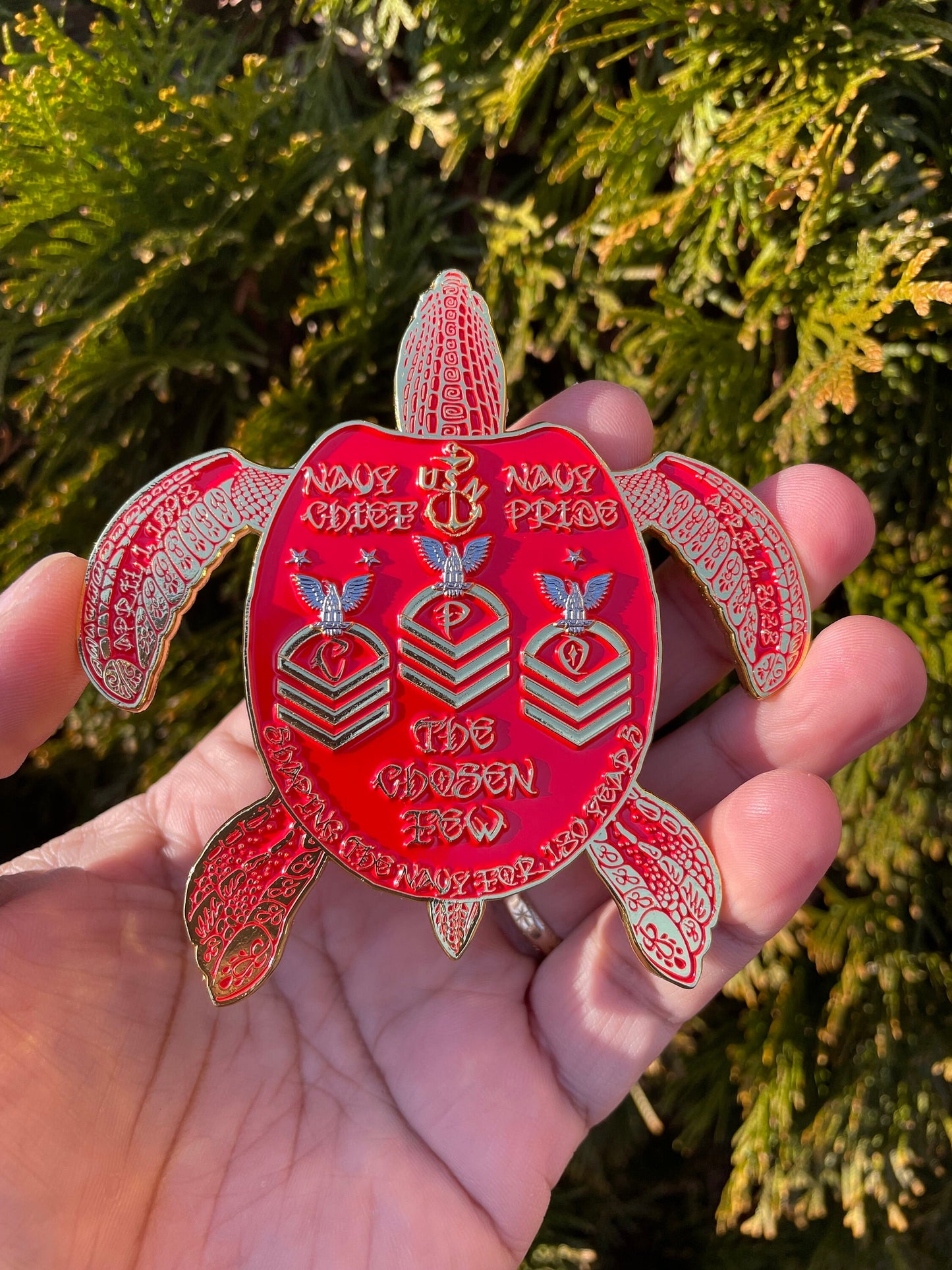 3.5” 130th CPO Birthday Turtle Pride Coin Red & Gold