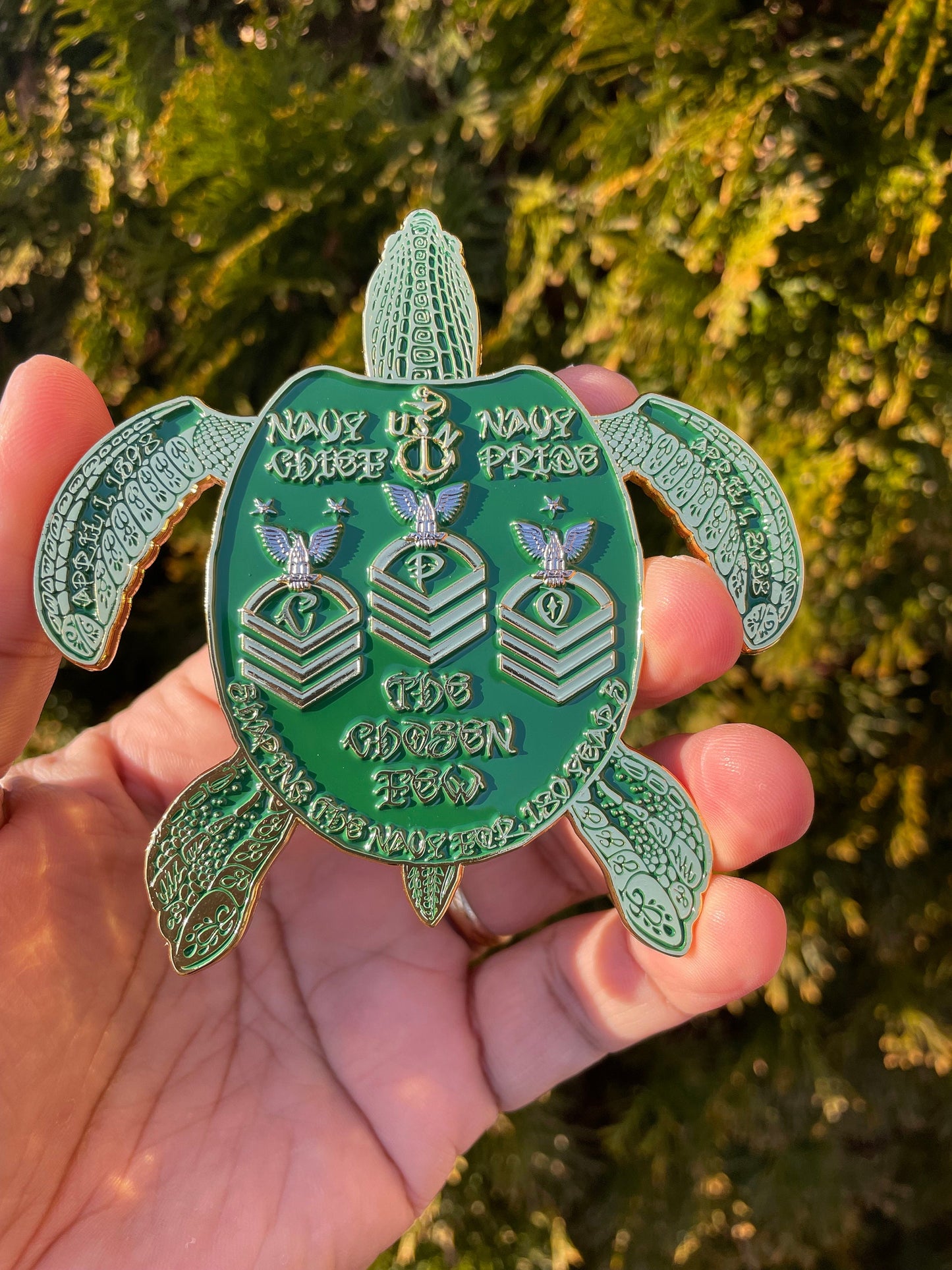 3.5” 130th CPO Birthday Turtle Pride Coin Green & Gold