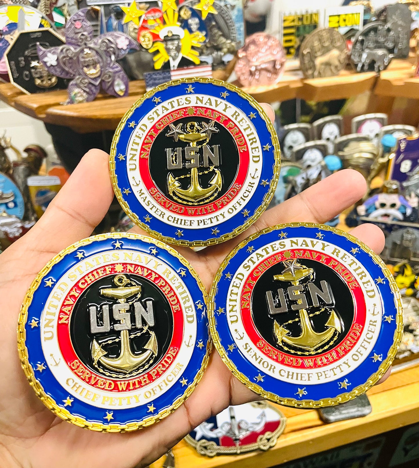 3” RETIRED Chief, Senior Chief and Master Chief Challenge Coin.