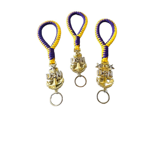 USN E7/E8/E9 2 color Paracord Keychain/Keyfob.