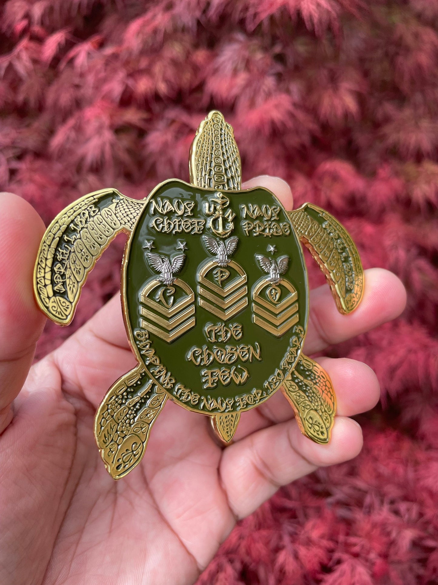 3.5” 130th CPO BIRTHDAY Turtle Pride Coin Olive Drab & Gold