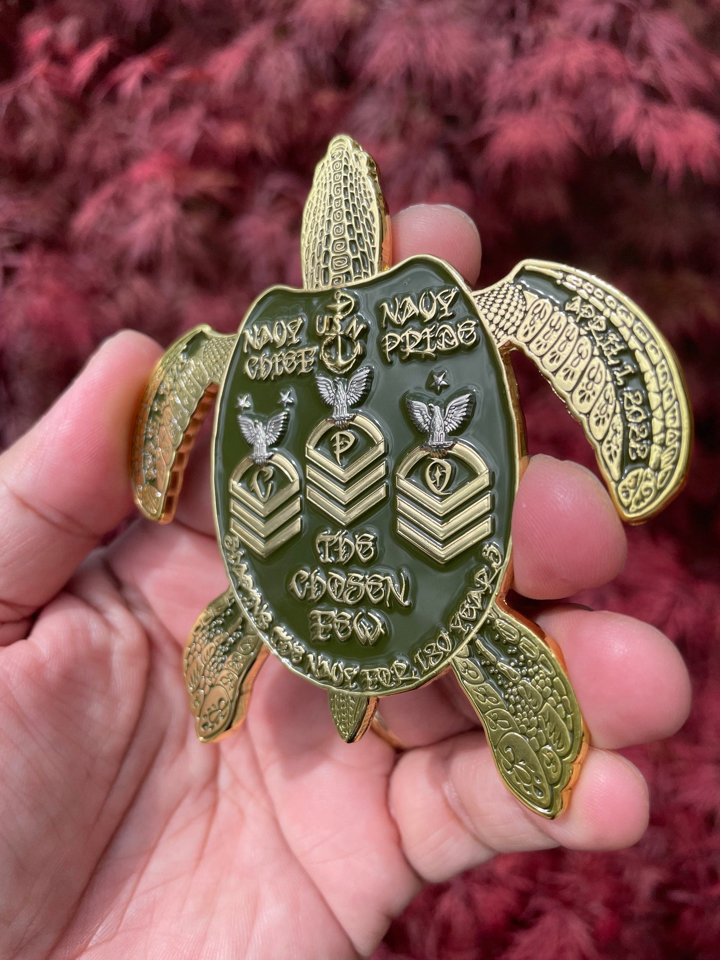 3.5” 130th CPO BIRTHDAY Turtle Pride Coin Olive Drab & Gold