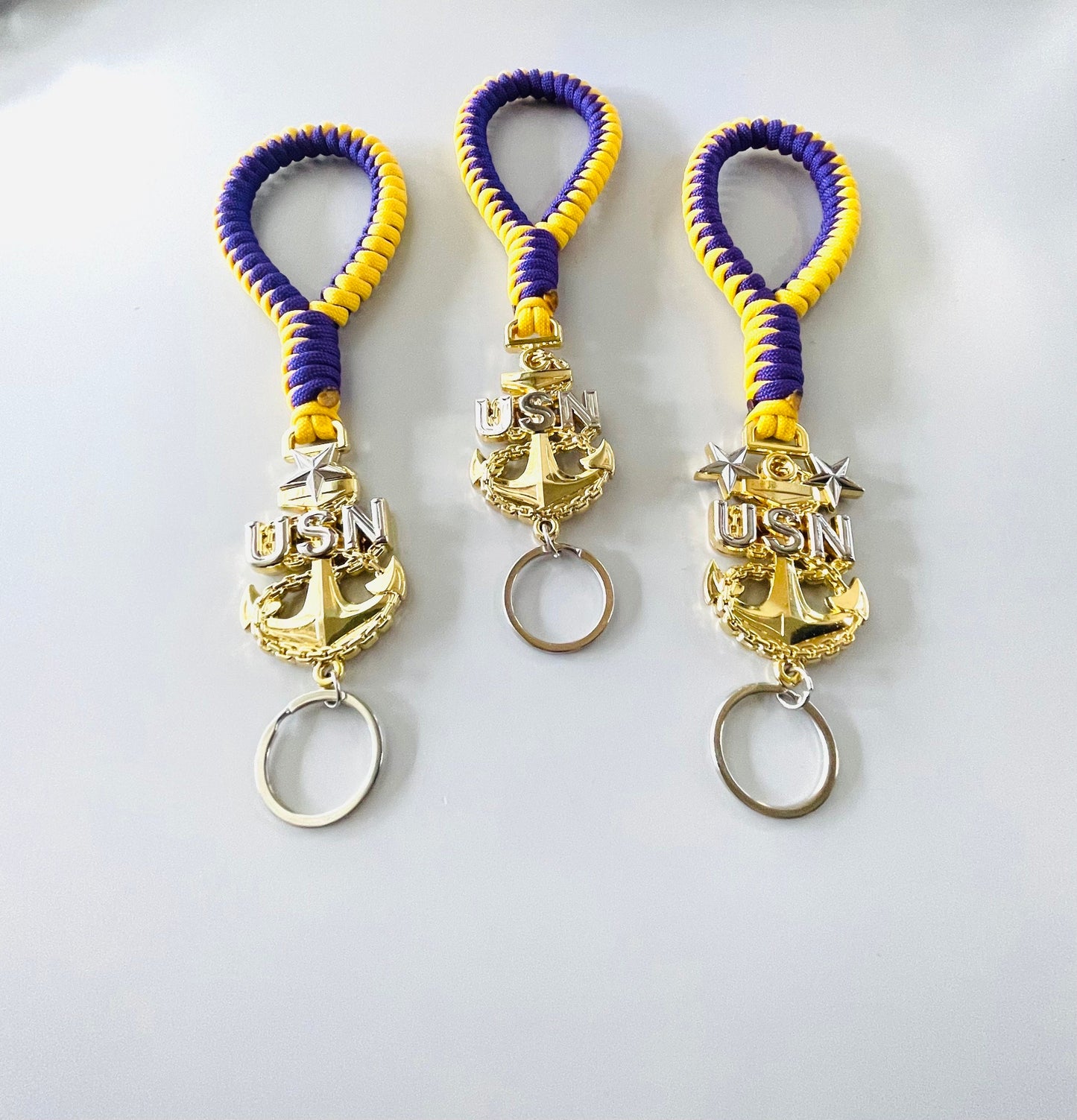 USN E7/E8/E9 2 color Paracord Keychain/Keyfob.