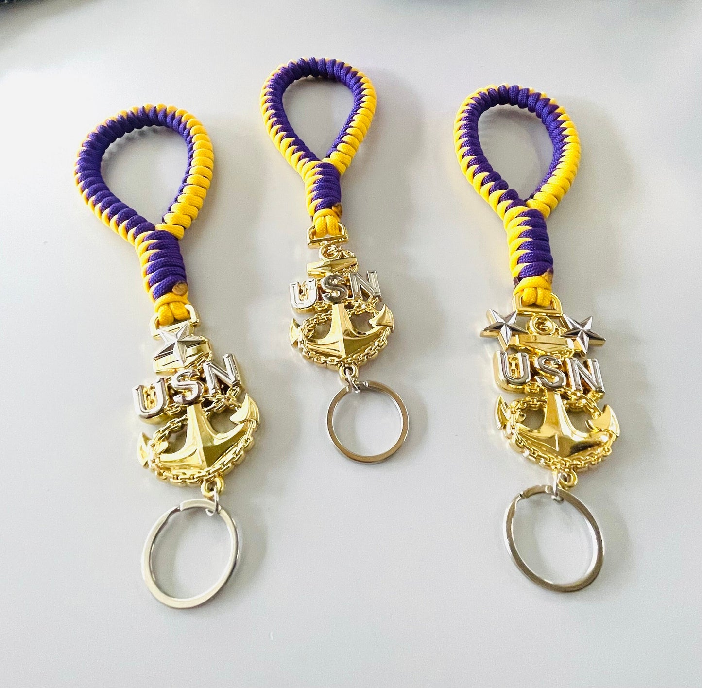 USN E7/E8/E9 2 color Paracord Keychain/Keyfob.