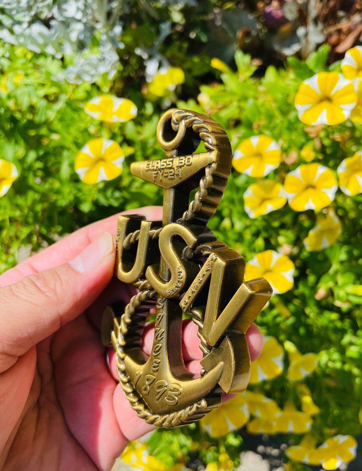 USN Class 130 FY 24 Heritage Anchor Coin Antique Gold Version