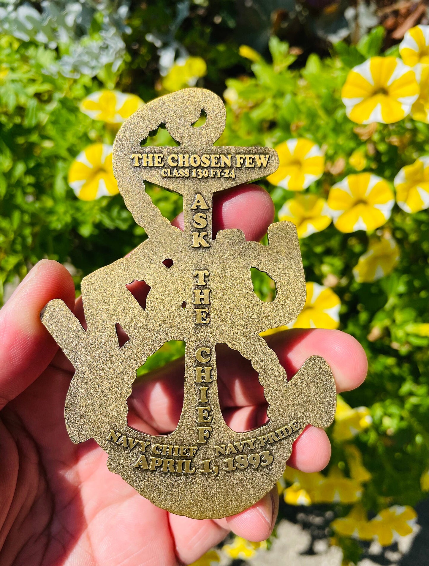 USN Class 130 FY 24 Heritage Anchor Coin Antique Gold Version