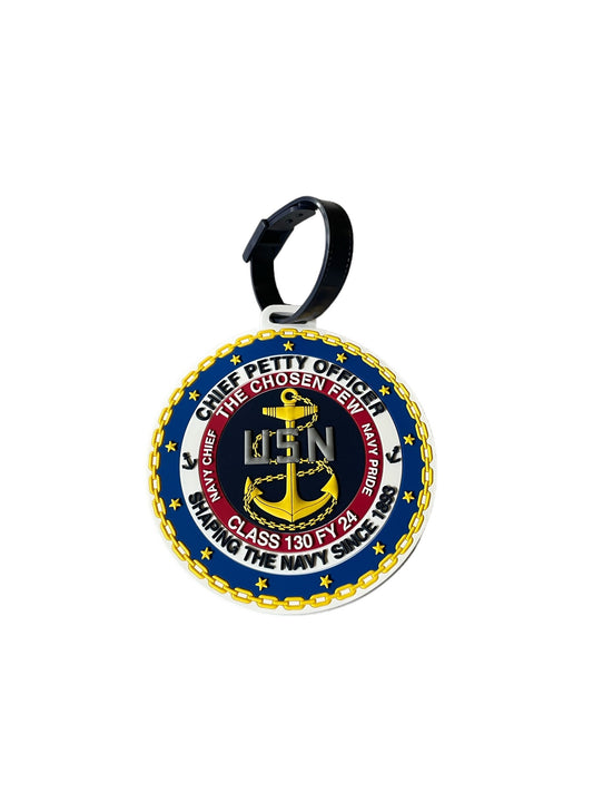 USN Class 130 FY 24 Chief Petty Officer 4” PVC Luggage tag