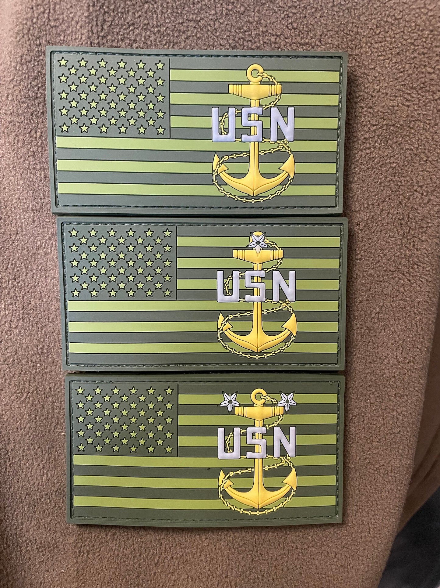 USN E7/E8/E9 Green US Flag PVC Patches
