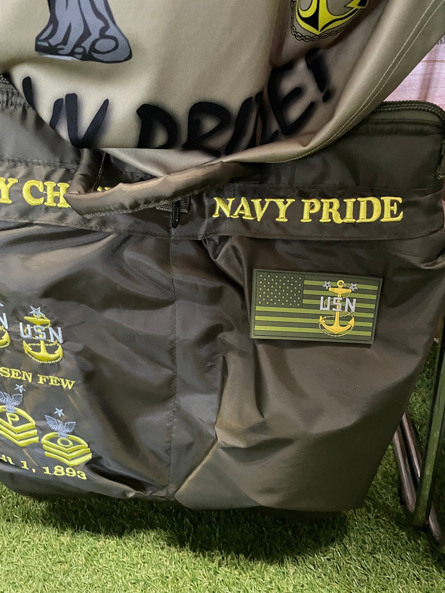 USN E7/E8/E9 Green US Flag PVC Patches