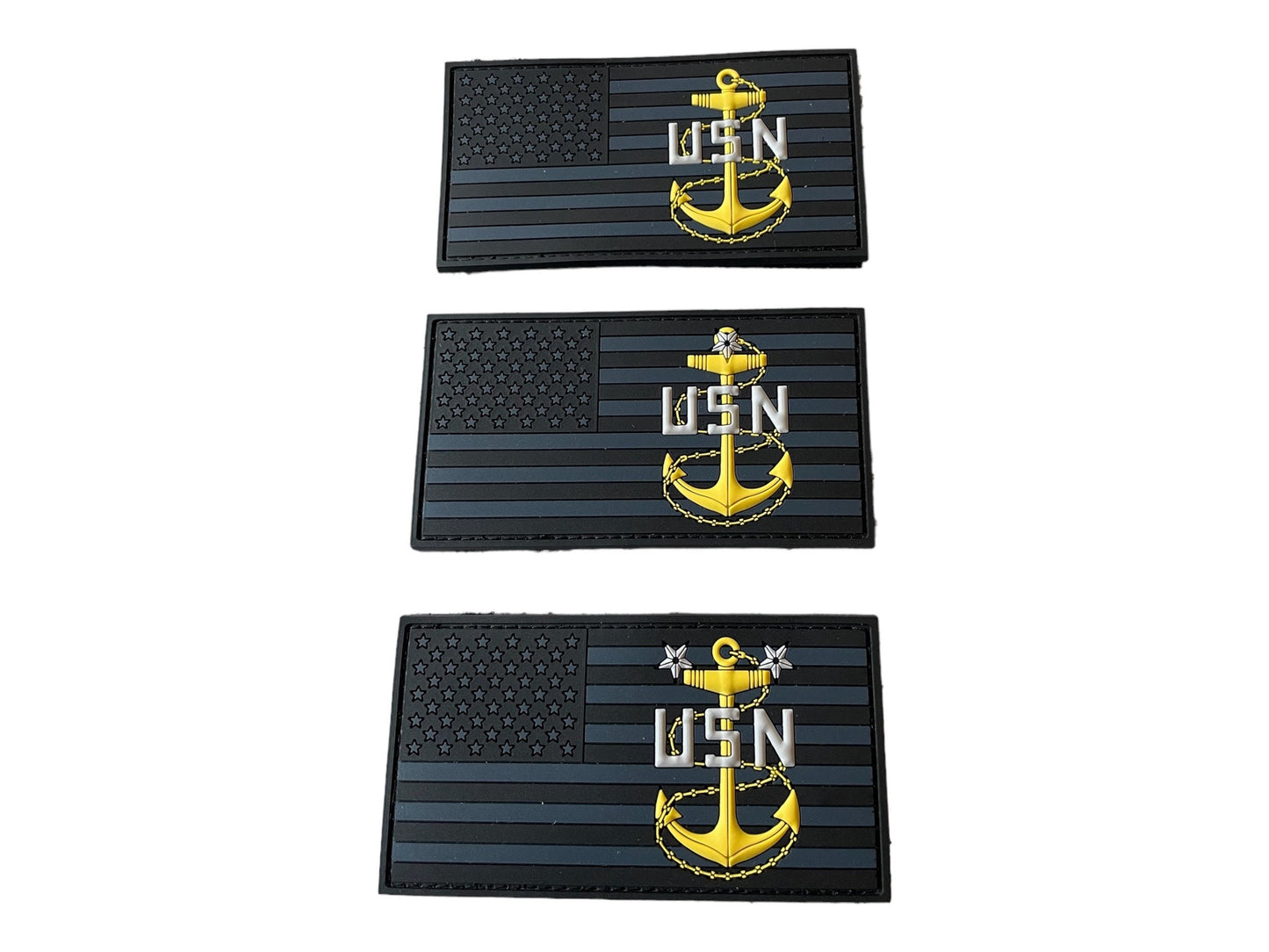 USN E7/E8/E9 Black US Flag PVC Patches