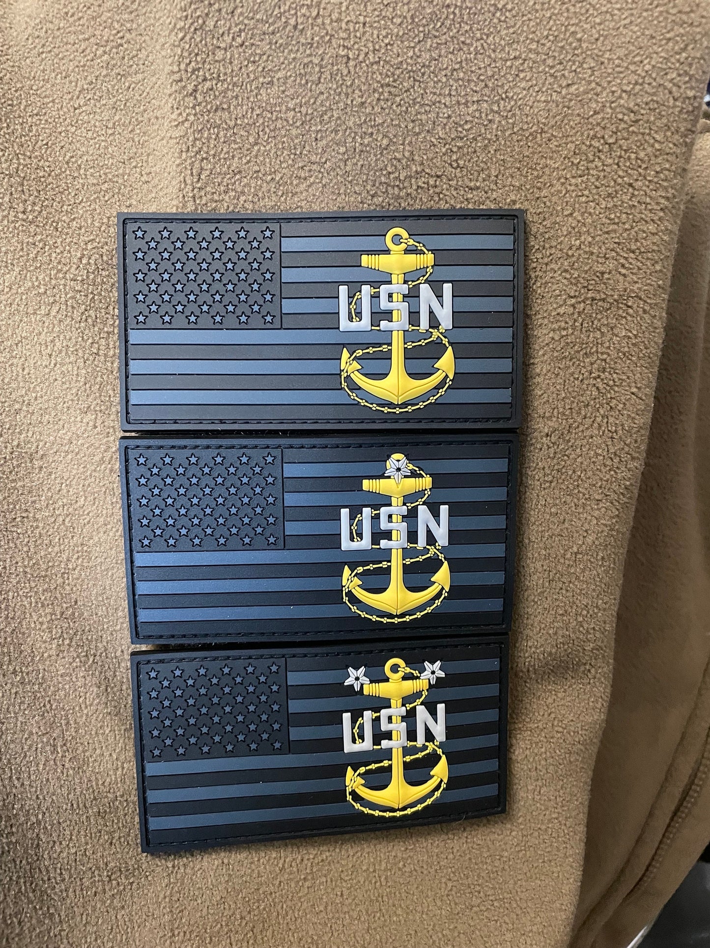 USN E7/E8/E9 Black US Flag PVC Patches