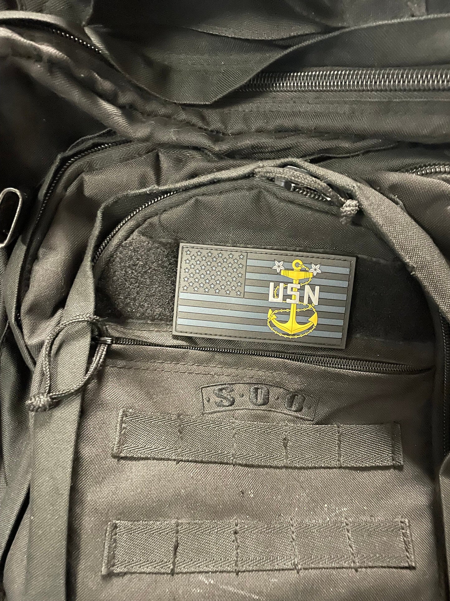 USN E7/E8/E9 Black US Flag PVC Patches