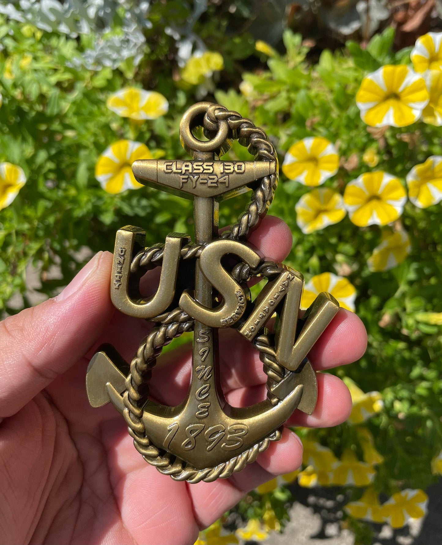 USN Class 130 FY 24 Heritage Anchor Coin Antique Gold Version