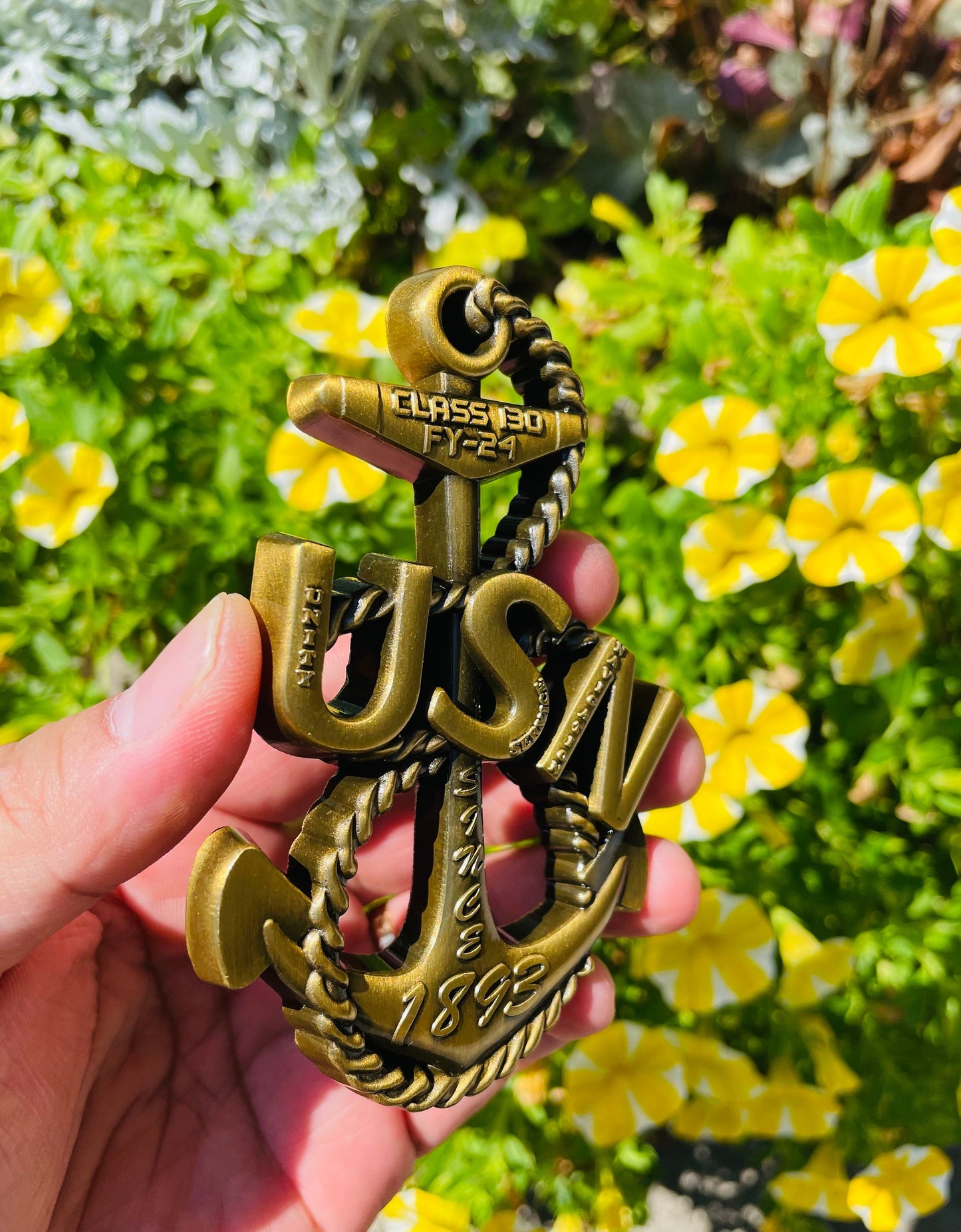 USN Class 130 FY 24 Heritage Anchor Coin Antique Gold Version