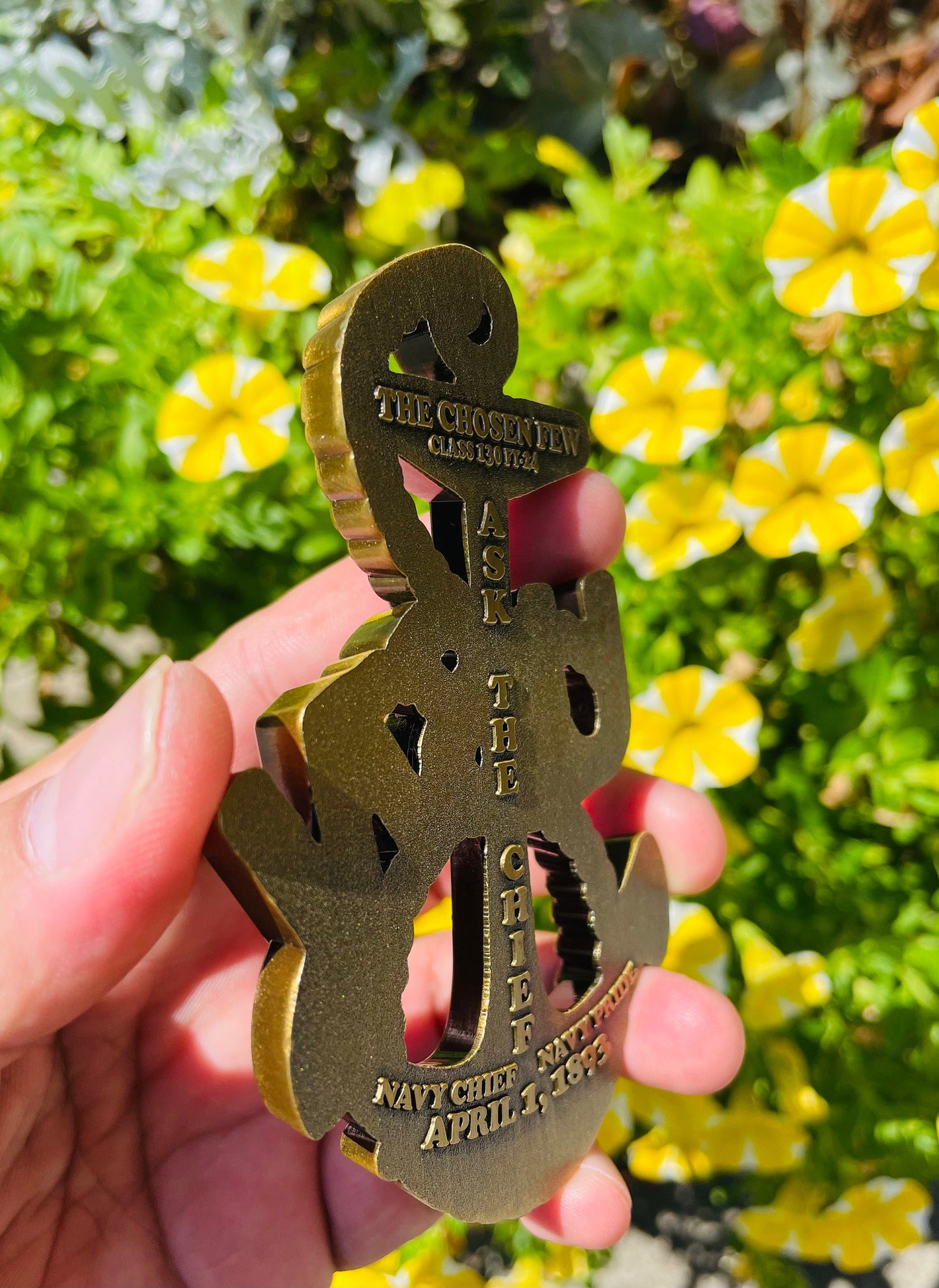 USN Class 130 FY 24 Heritage Anchor Coin Antique Gold Version