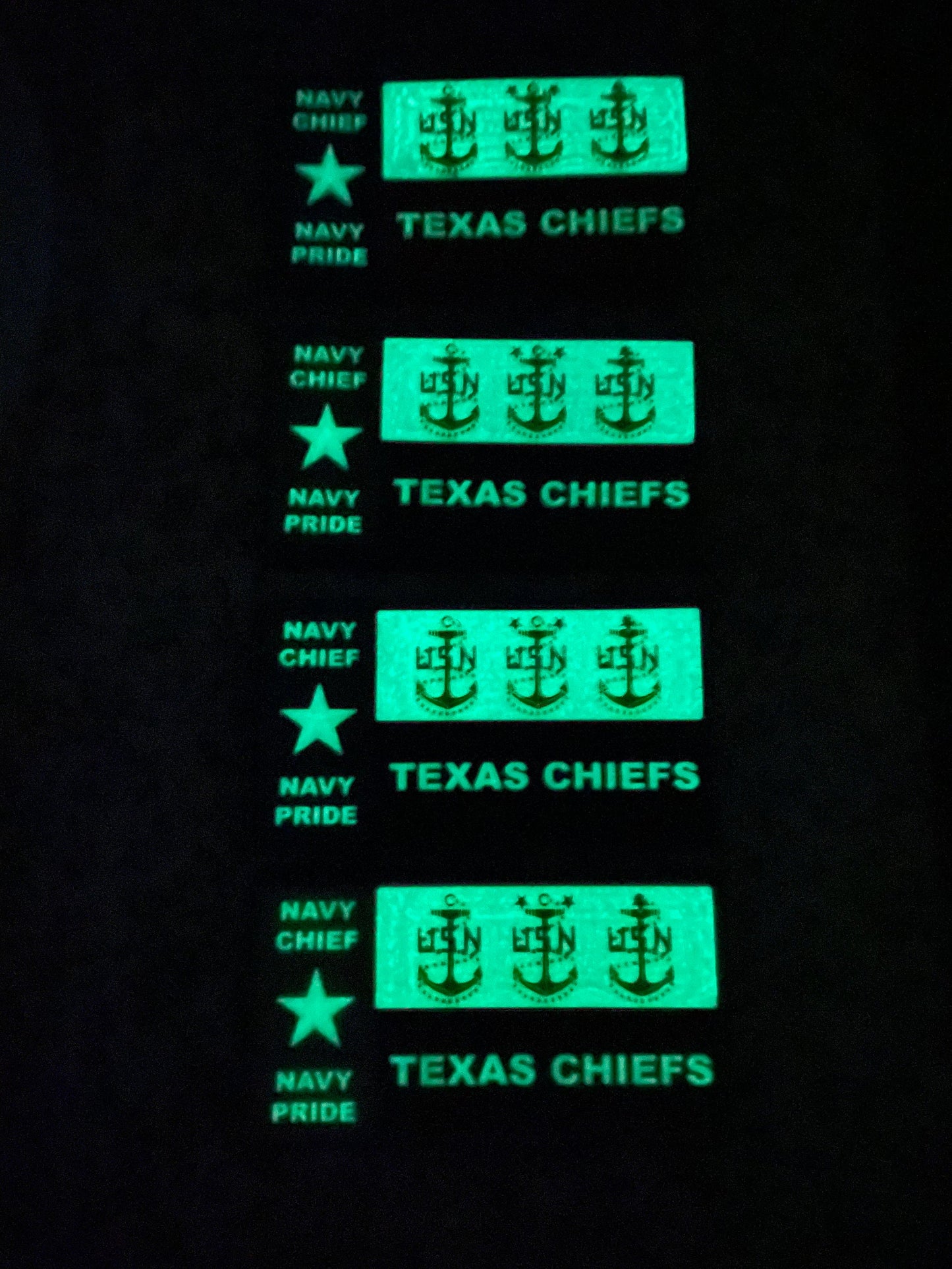 TEXAS Chiefs Glow in the Dark PVC Patches.