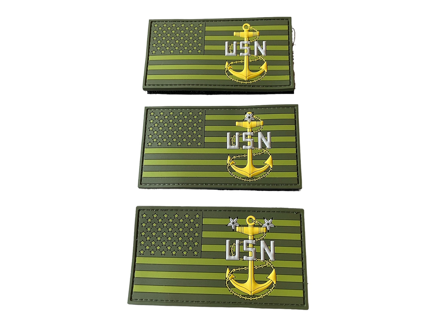 USN E7/E8/E9 Green US Flag PVC Patches