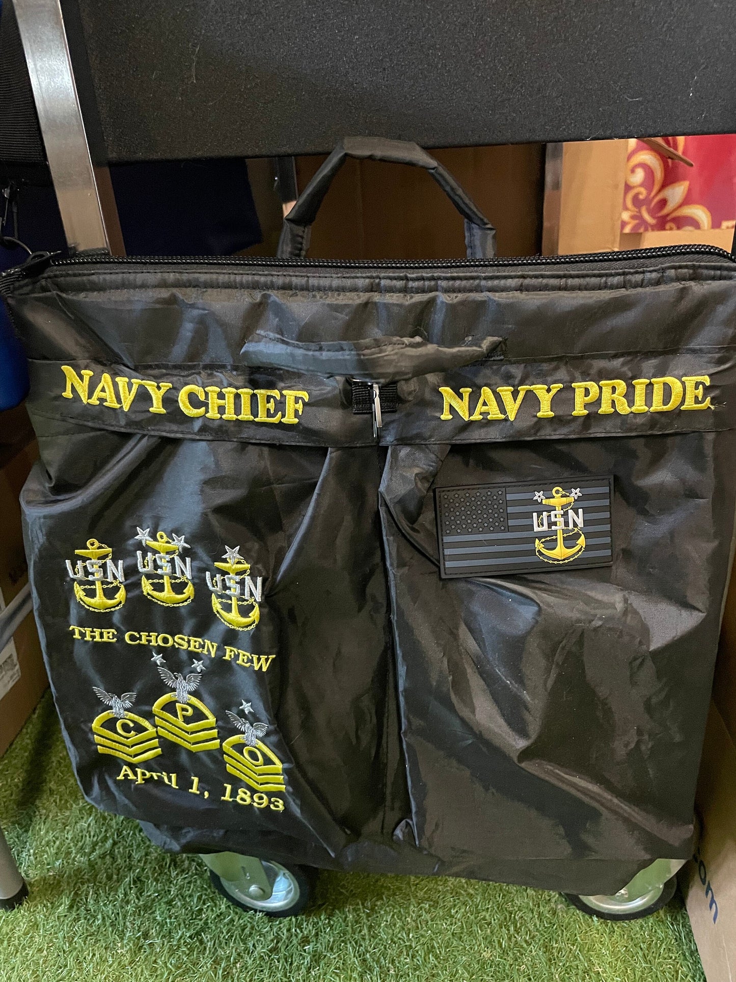 USN E7/E8/E9 Black US Flag PVC Patches