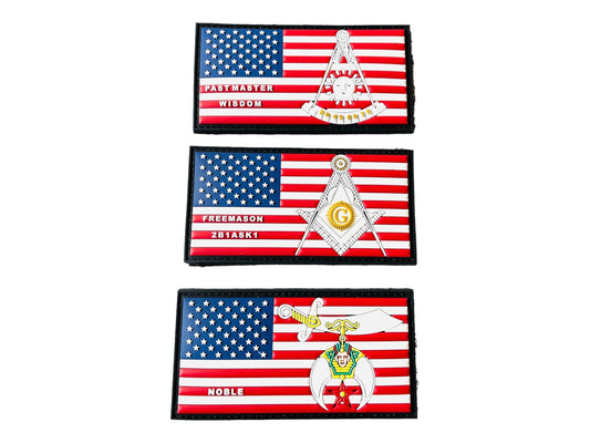 Freemason, Past Master and Shiners Glow in the Dark PVC Patches.