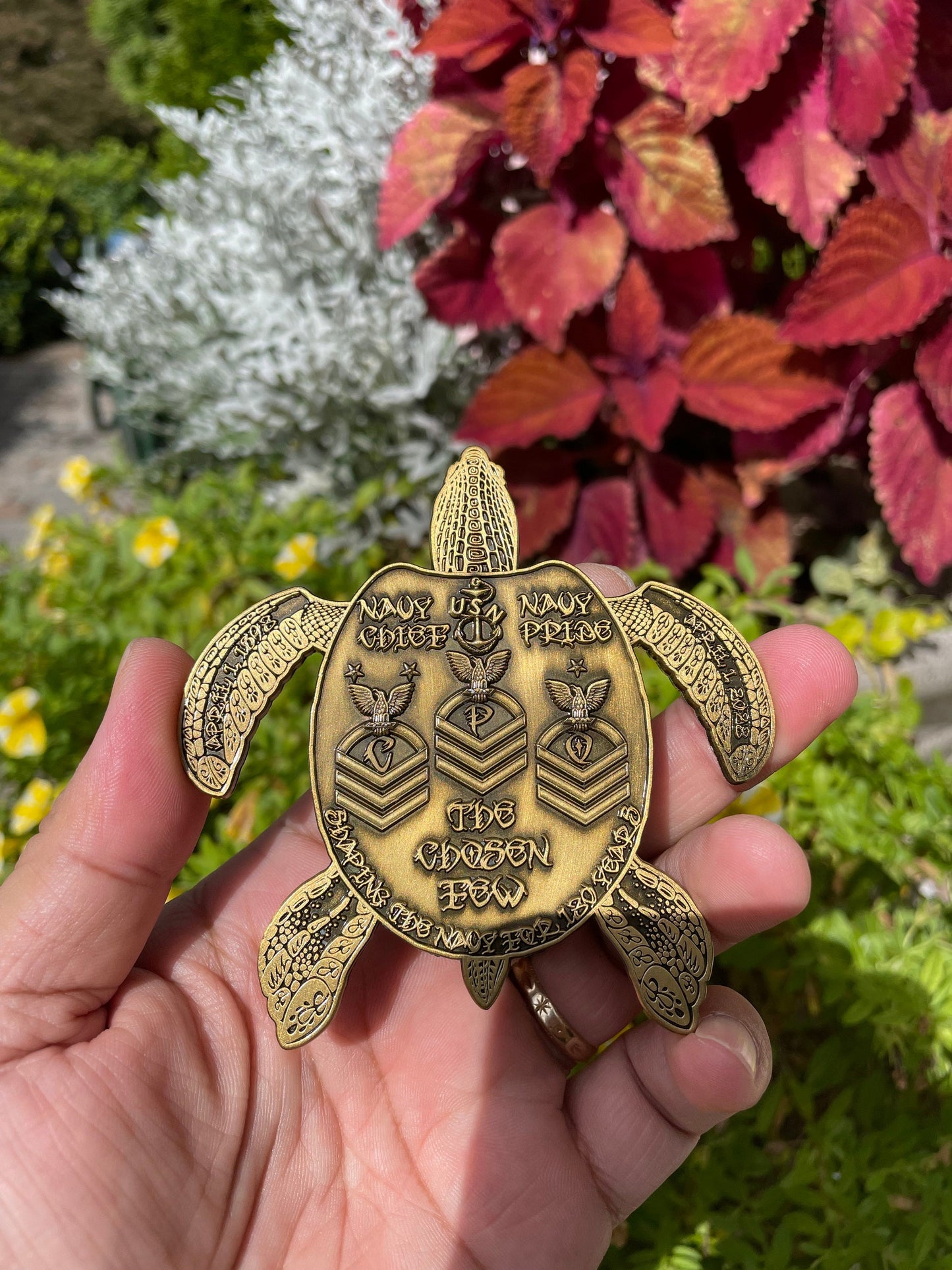 3.5” 130th CPO Birthday Turtle Pride Coin Antique Gold