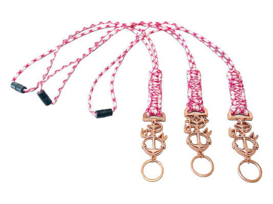 Breast Cancer Awareness with Rose Gold E7/E8/E9 Heritage Anchors Paracord Neck Lanyards