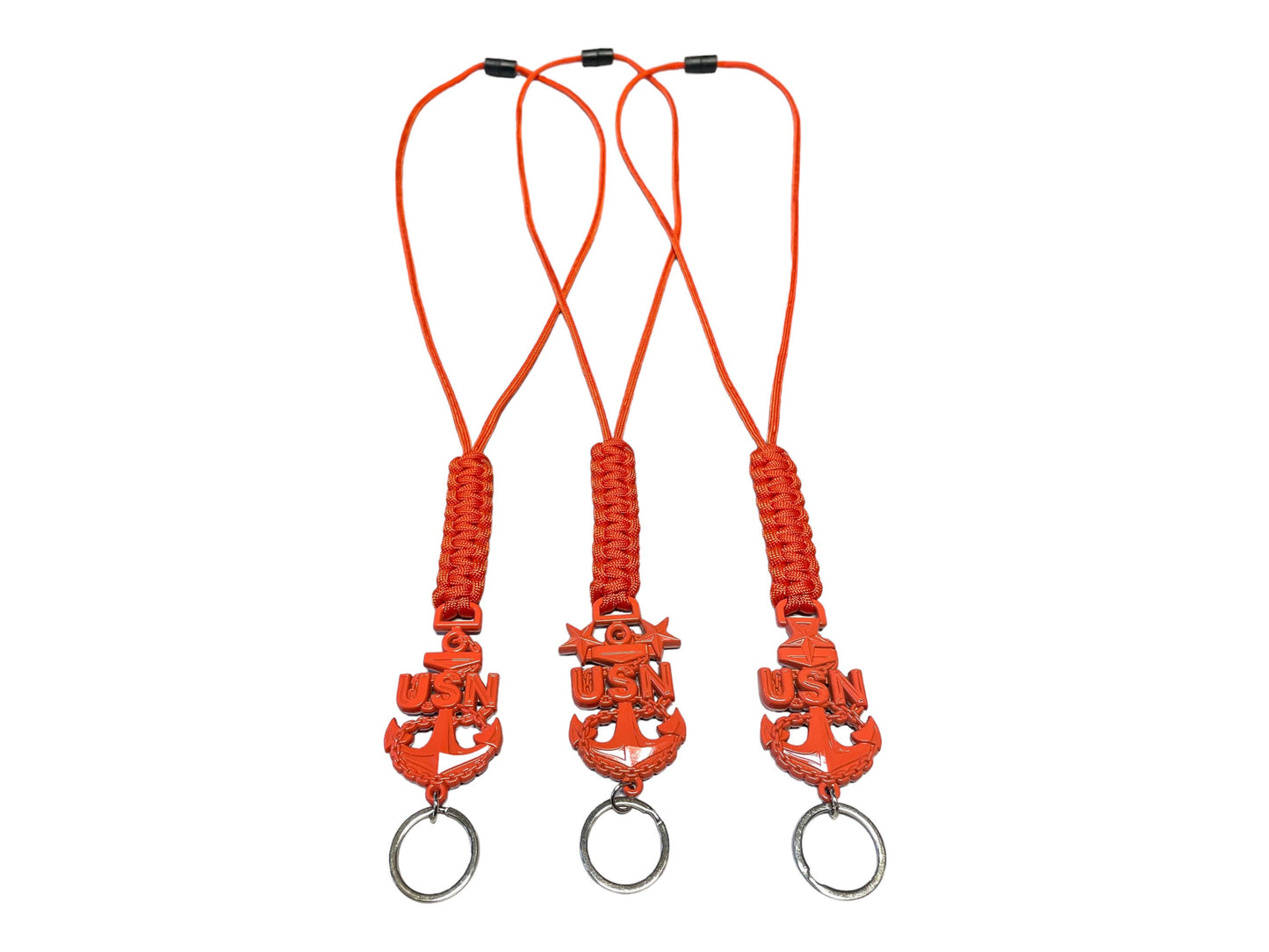 USN E7/E8/E9 Coral Anchors with Burnt Orange Paracord Lanyard.