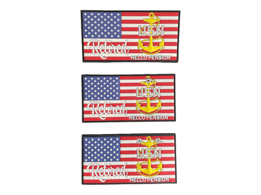 USN Retired E7/E8/E9 US Flag PVC Patches