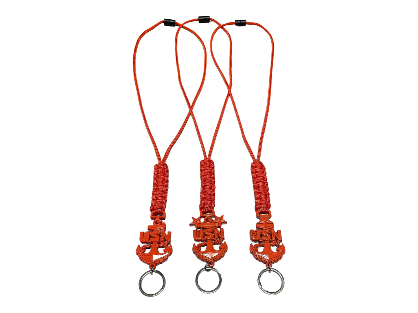 USN E7/E8/E9 Coral Anchors with Burnt Orange Paracord Lanyard.