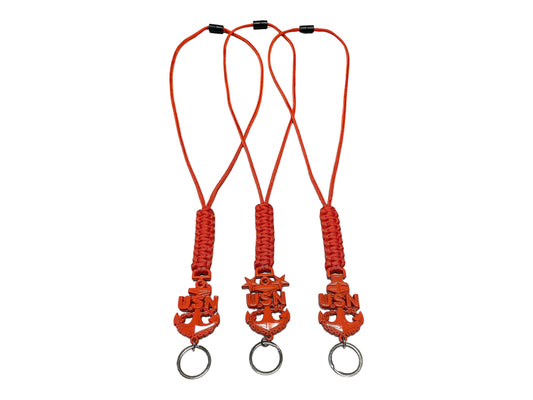 USN E7/E8/E9 Coral Anchors with Burnt Orange Paracord Lanyard.