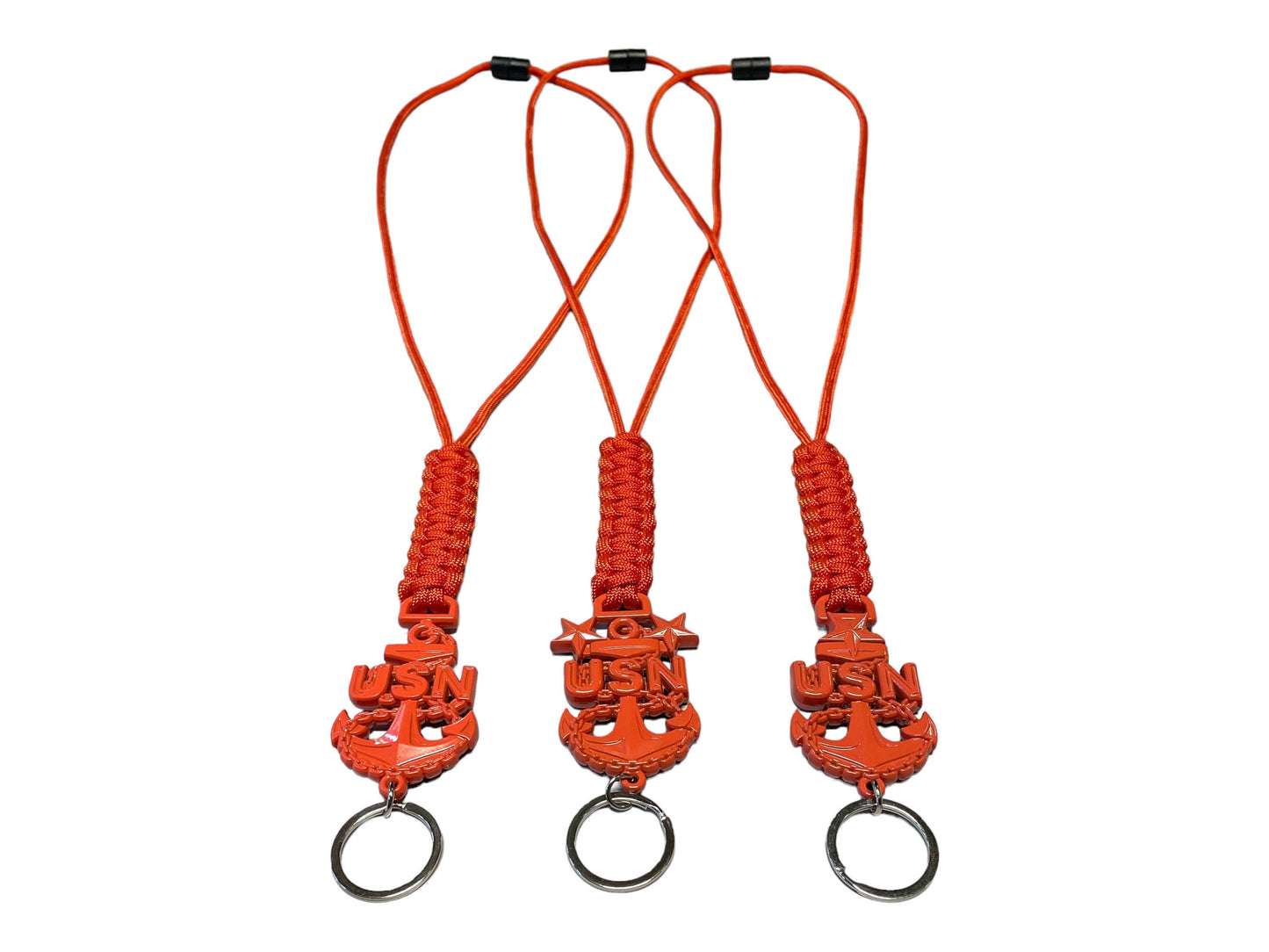 USN E7/E8/E9 Coral Anchors with Burnt Orange Paracord Lanyard.
