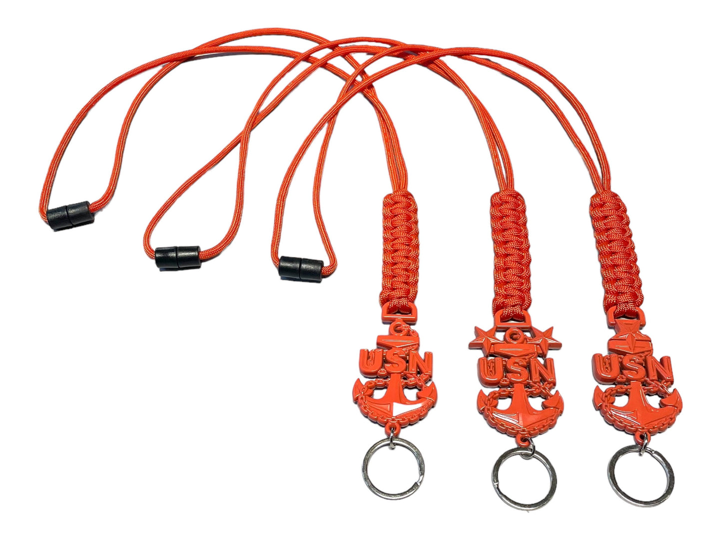 USN E7/E8/E9 Coral Anchors with Burnt Orange Paracord Lanyard.