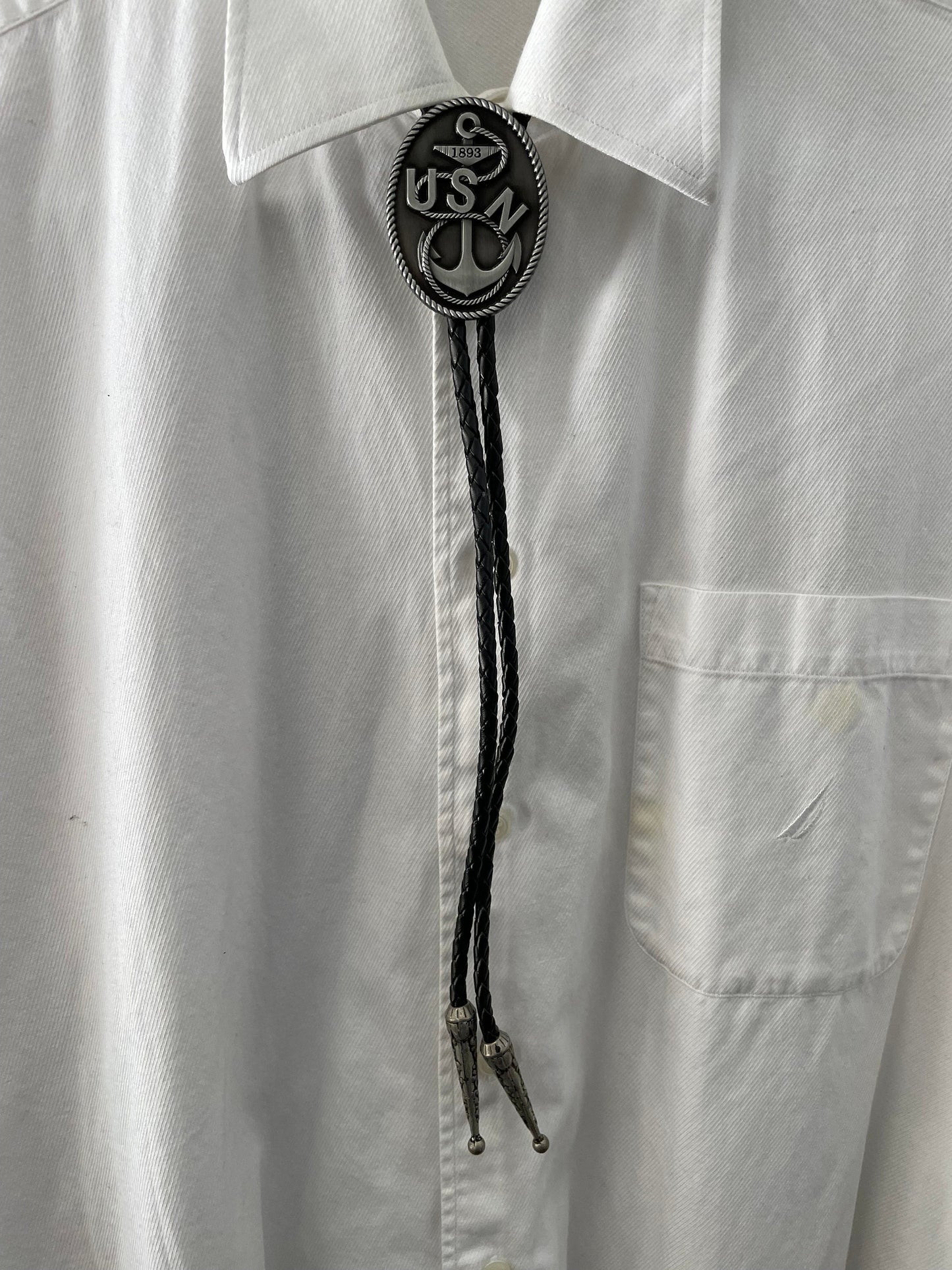 USN CPO Bolo Tie Nickel Pendant
