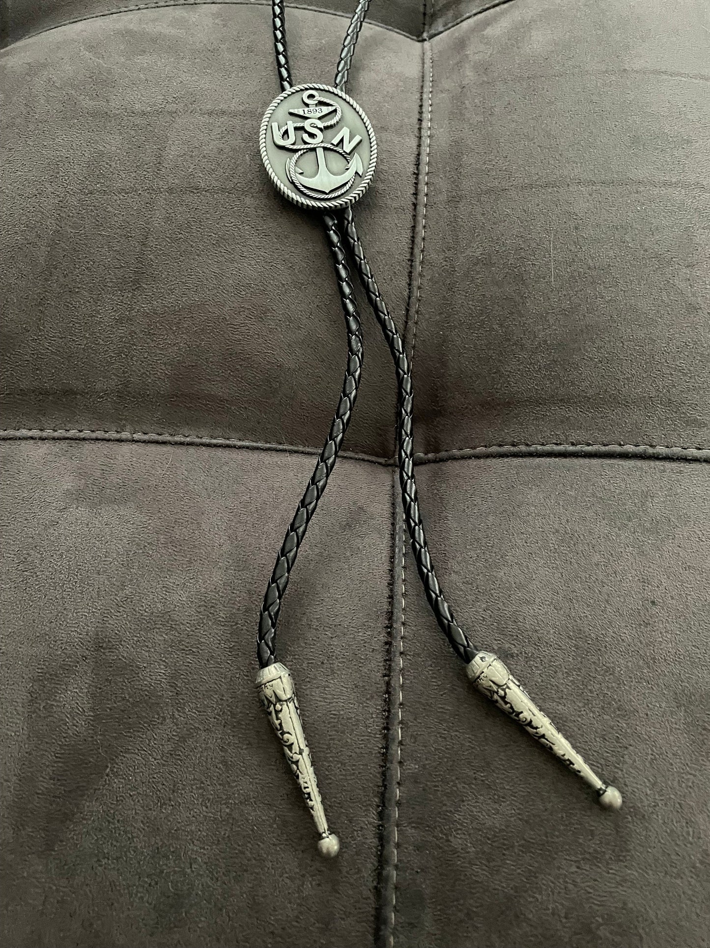 USN CPO Bolo Tie Nickel Pendant