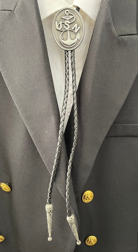 USN CPO Bolo Tie Nickel Pendant