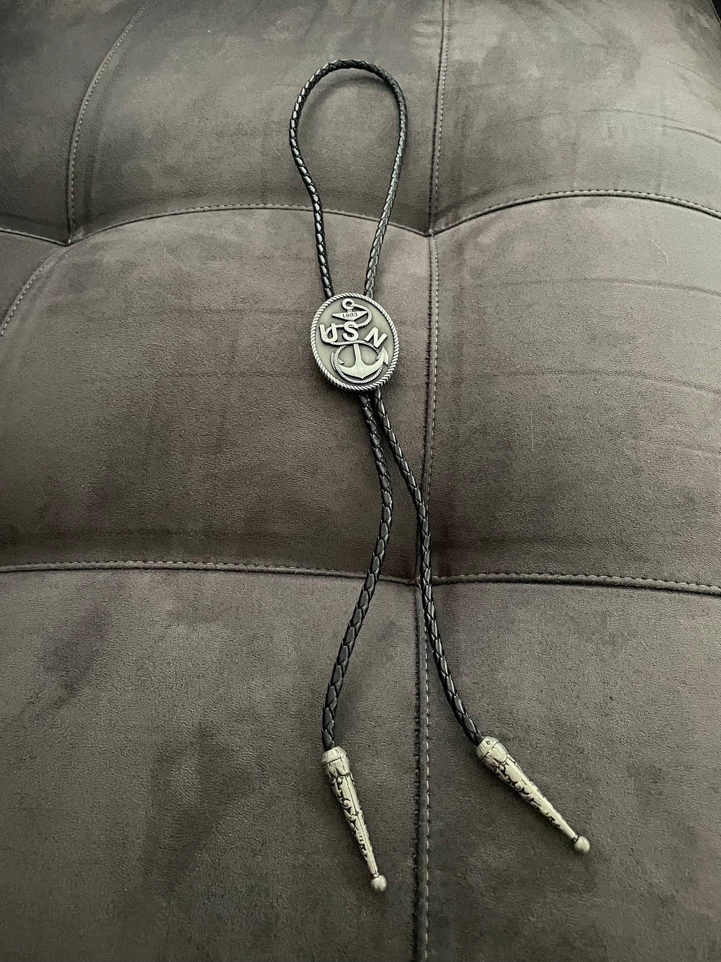 USN CPO Bolo Tie Nickel Pendant