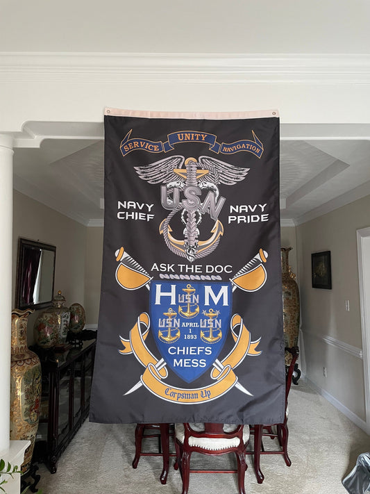 US Navy Corpsman CPO 5X3 Vertical Flag