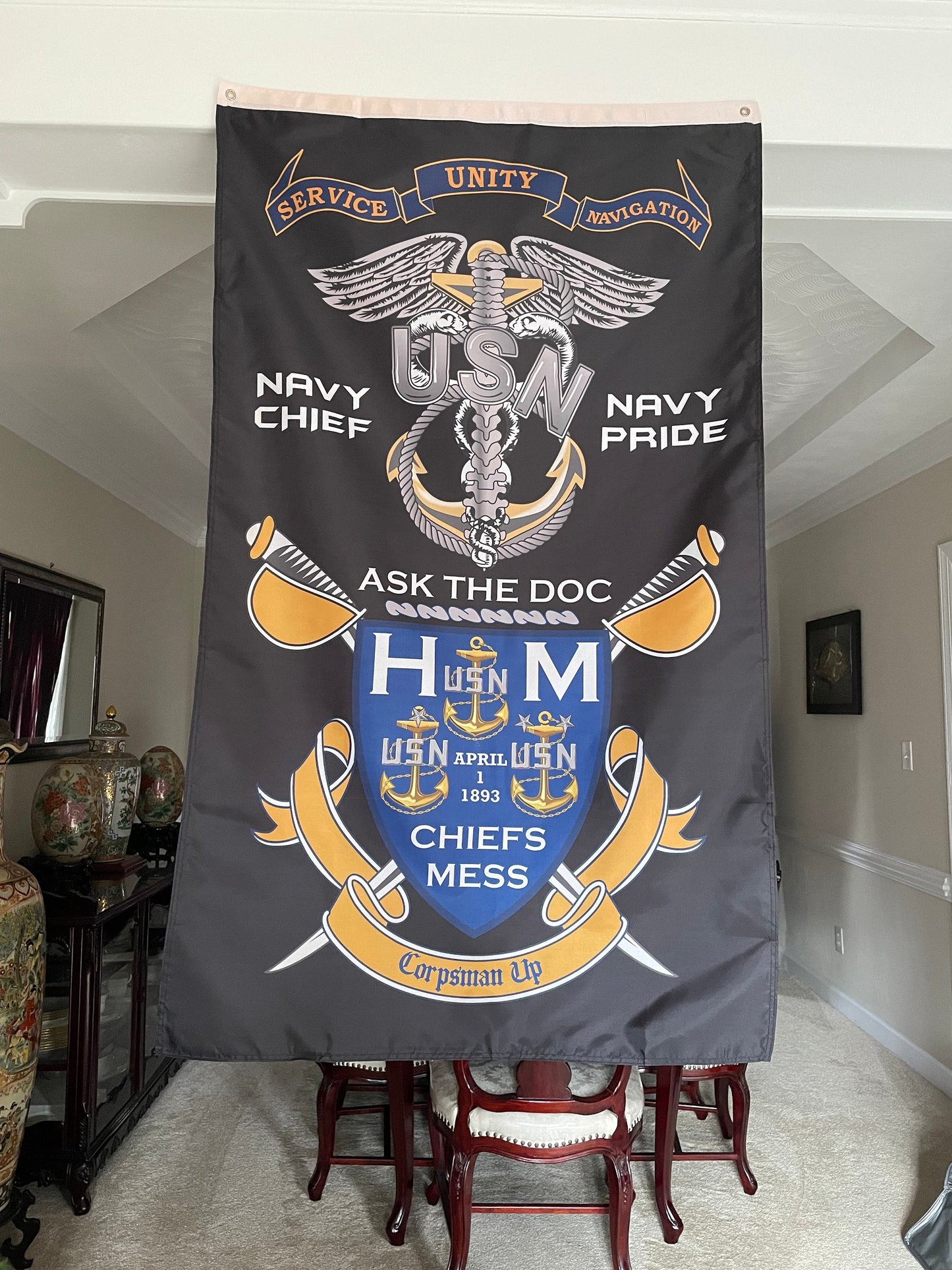 US Navy Corpsman CPO 5X3 Vertical Flag