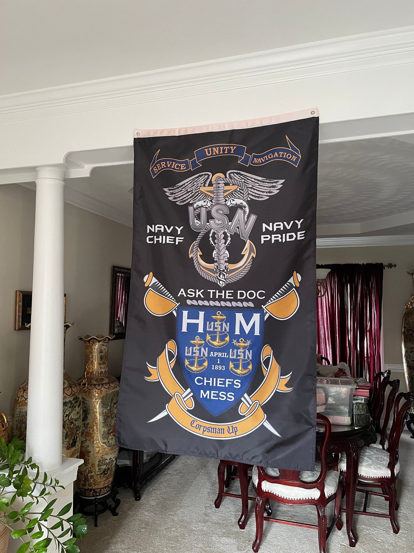 US Navy Corpsman CPO 5X3 Vertical Flag