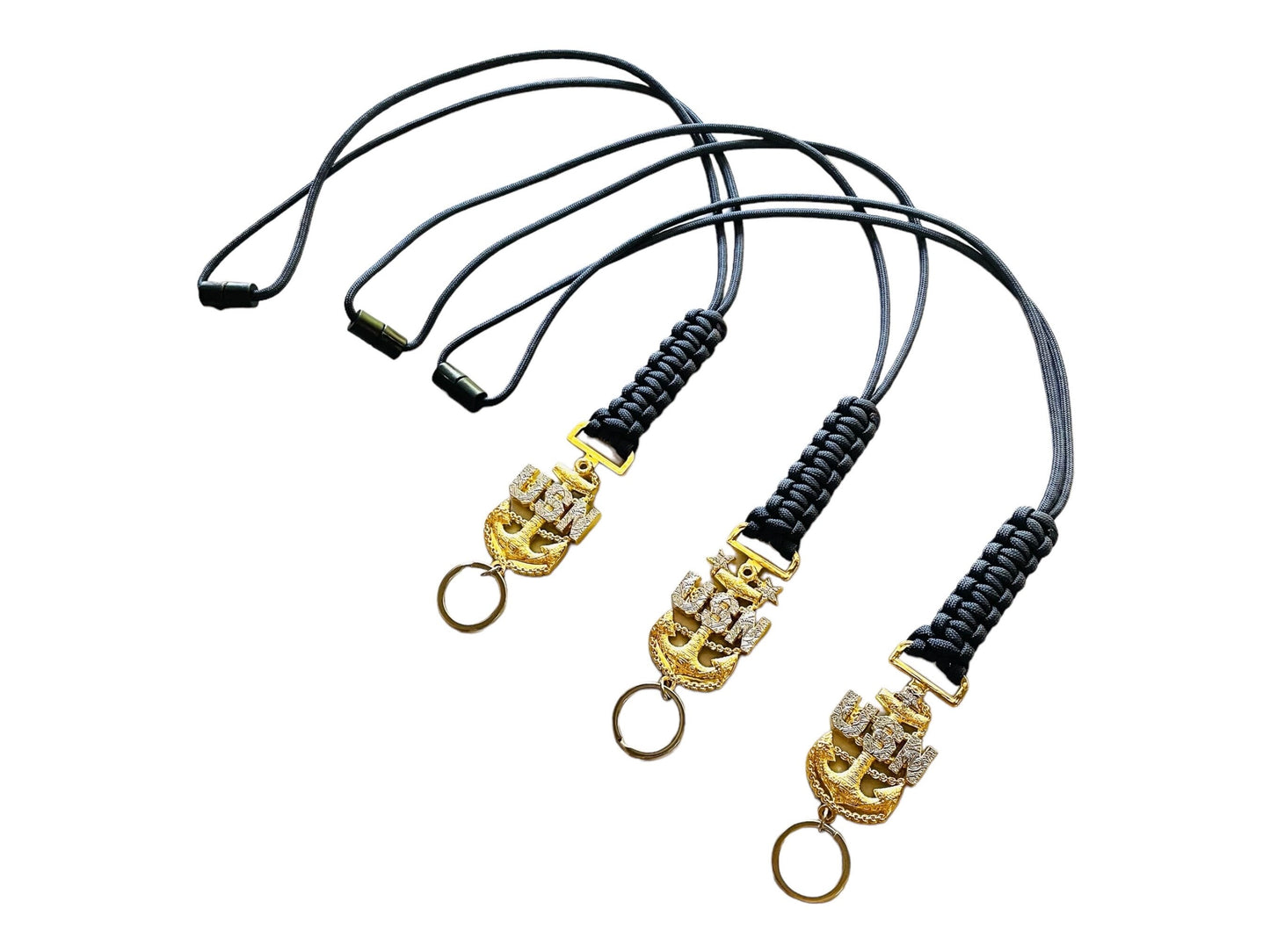 USN E7/E8/E9 Tribal Anchors Navy Blue Paracord Neck Lanyard