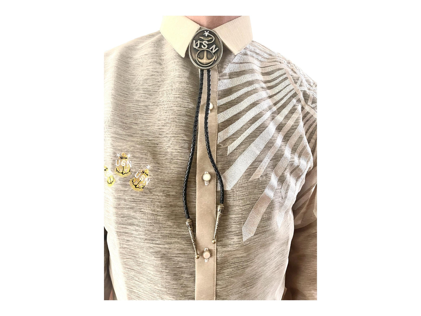 USN Senior Chief SCPO Bolo Tie Antique Nickel Pendant
