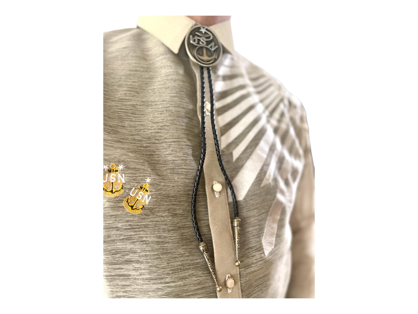 USN Senior Chief SCPO Bolo Tie Antique Nickel Pendant